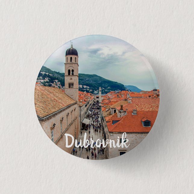 Badge Rond 2,50 Cm Rue principale de Dubrovnik, Croatie (Devant)