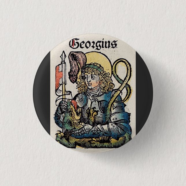 Badge Rond 2,50 Cm Saint George Patron d'Angleterre (Devant)