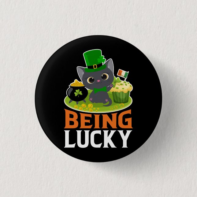 Badge Rond 2,50 Cm Saint Patrick's Day Être chanceux (Devant)