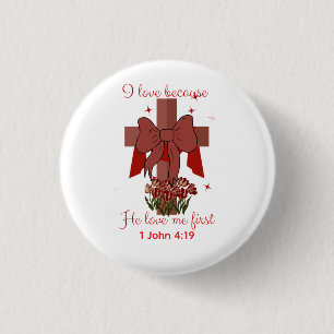 Badge Rond 2,50 Cm Saint Valentin chrétien Coquette croix verset bibl