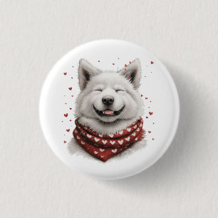 Badge Rond 2,50 Cm Saint-Valentin Samoyède Chien