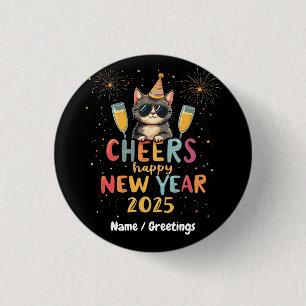Badge Rond 2,50 Cm Salutations, Bonne année 2025 Personnaliser en sty