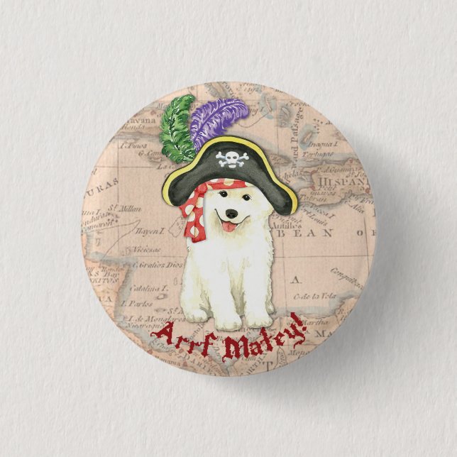 Badge Rond 2,50 Cm Samoyed Pirate (Devant)