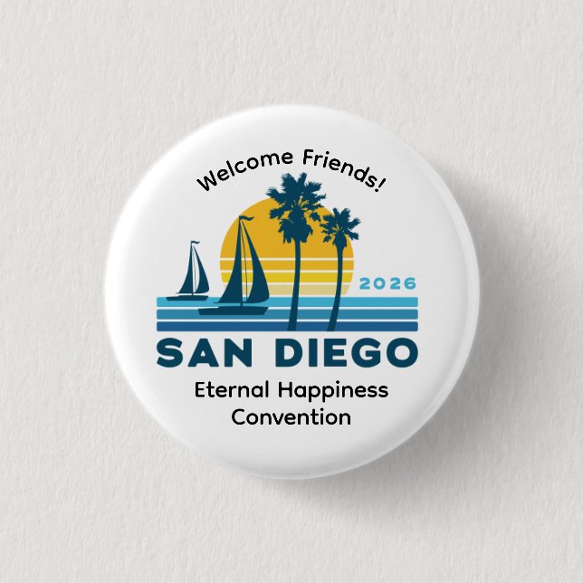Badge Rond 2,50 Cm San Diego 2026 International Convention Pin (Devant)