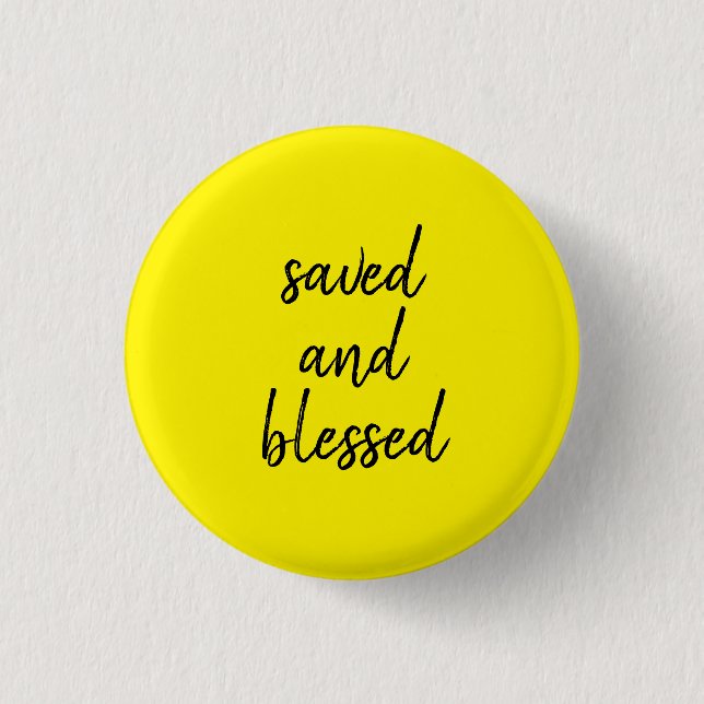 BADGE ROND 2,50 CM SAUVÉ ET BÉNÉFICIÉ JAUNE (Devant)