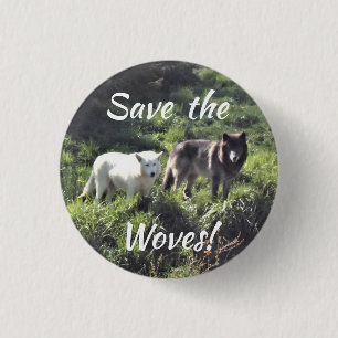 Badge Rond 2,50 Cm Sauvez la goupille de loups