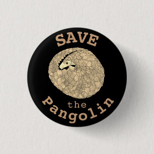 Badge Rond 2,50 Cm Sauvez la pangoline enroulée dans l'art animal en