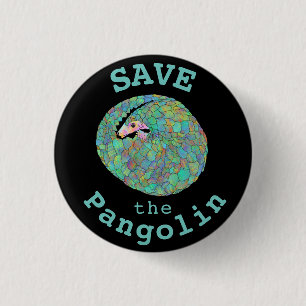 Badge Rond 2,50 Cm Sauvez le Pangolin enroulé