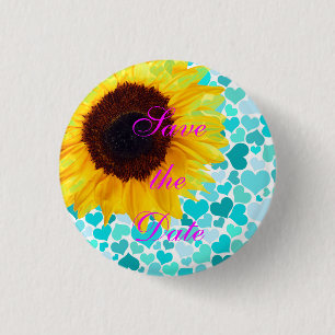 Badge Rond 2,50 Cm Sauvez le tournesol de jeune mariée de date