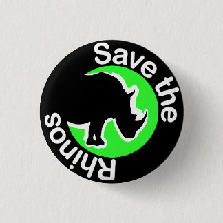 Badge Rond 2,50 Cm Sauvez les boutons verts de rhinocéros