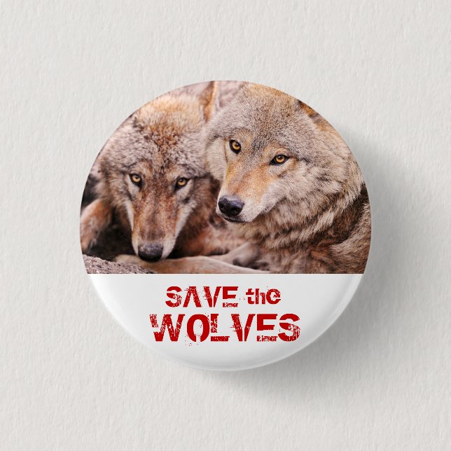 Badge Rond 2,50 Cm Sauvez les loups (Devant)