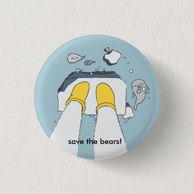 Badge Rond 2,50 Cm "Sauvez les ours !" bouton (Devant)