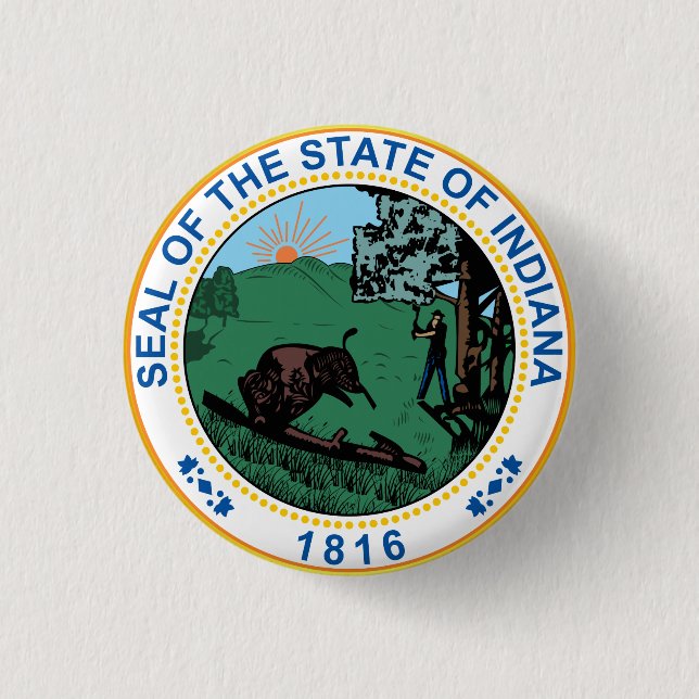 Badge Rond 2,50 Cm Sceau de l'État de l'Indiana (Devant)