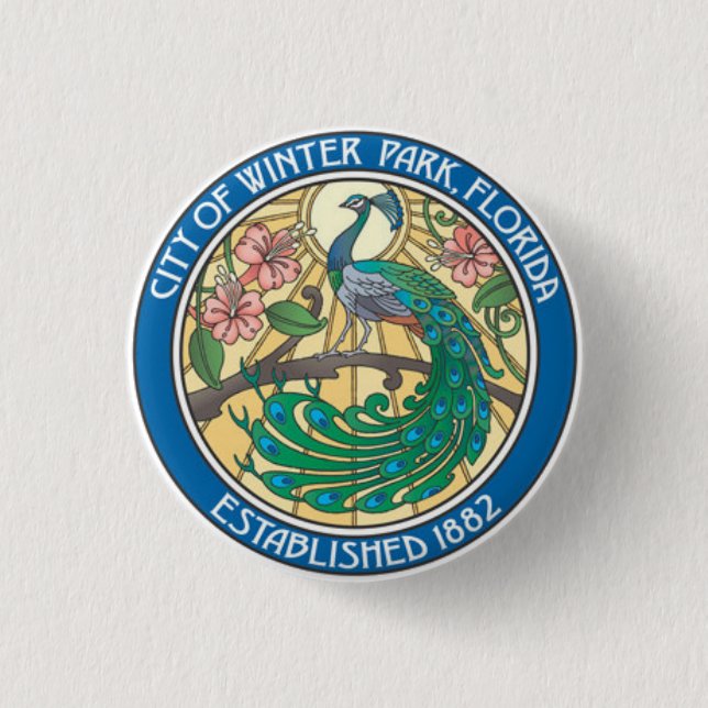 Badge Rond 2,50 Cm Sceau de Winter Park, Floride (Devant)