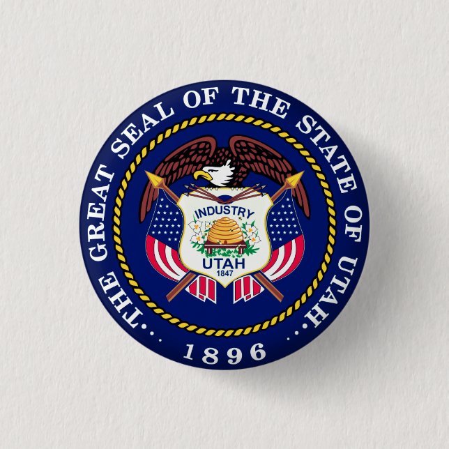 Badge Rond 2,50 Cm Sceau d'État de l'Utah (Devant)