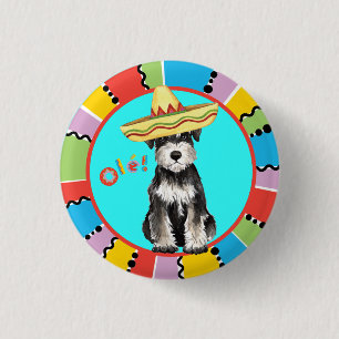 Badge Rond 2,50 Cm Schnauzer miniature de fiesta
