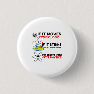 BADGE ROND 2,50 CM SCIENCE BIOLOGY CHIMIISTRY PHYSICS