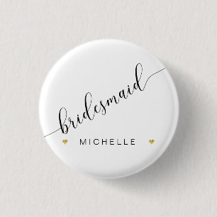 Badge Rond 2,50 Cm Script de la femme de chambre de la mariée Simple