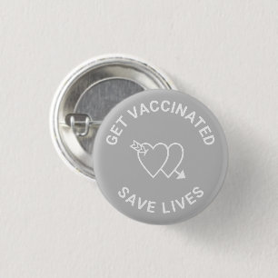 Badge Rond 2,50 Cm Se faire vacciner sauver des vies coeur blanc gris