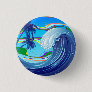 Badge Rond 2,50 Cm Sea Ocean big Wave Water Double-Sided keychain