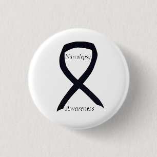 Badge Rond 2,50 Cm Sensibilisation à la Narcolepsie Ruban Noir Épin