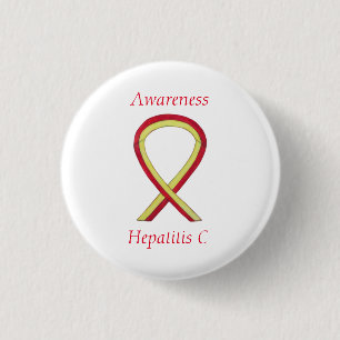 Badge Rond 2,50 Cm Sensibilisation à l'hépatite C (VHC) Épines de rub
