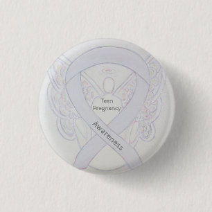 Badge Rond 2,50 Cm Sensibilisation Ado à la grossesse Épingle blanc r