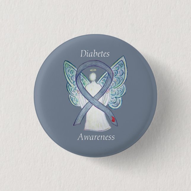 Badge Rond 2,50 Cm Sensibilisation au diabète Ruban Angel Customisé A (Devant)