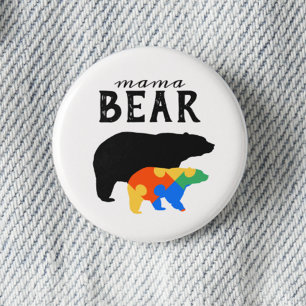 Badge Rond 2,50 Cm Sensibilisation sur l'autisme Mama Baby Bear