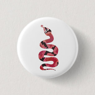 Badge Rond 2,50 Cm Serpent noir et rouge Silhouette