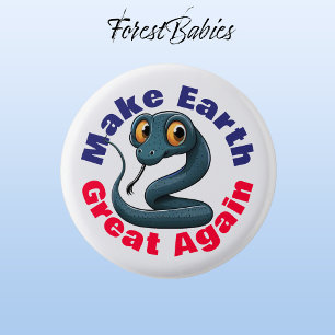 Badge Rond 2,50 Cm Serpent, Rendre La Terre Géniale, Très De l'enviro