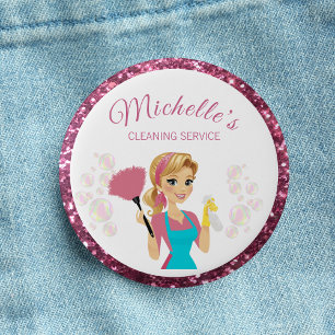 Badge Rond 2,50 Cm Service De Nettoyage De Maison De Maison En Partie
