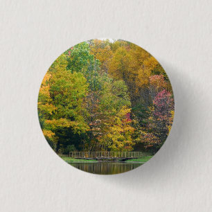 Badge Rond 2,50 Cm Seven Springs Fall Bridge II Autumn Paysage