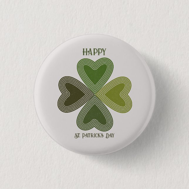 Badge Rond 2,50 Cm Shamrock celte irlandais rétro St Patrick's Day (Devant)