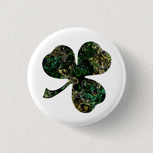 Badge Rond 2,50 Cm Shamrock noir marbré (Devant)