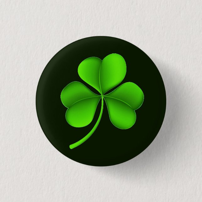 Badge Rond 2,50 Cm Shamrock sur pbcn vert foncé (Devant)