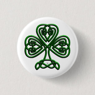 Badge Rond 2,50 Cm Shamrock vert Jour de la Saint Patrick