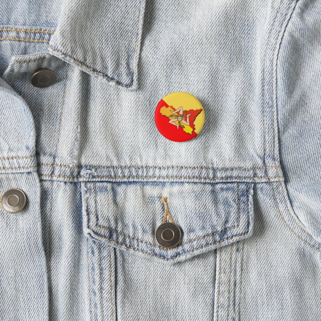 Badge Rond 2,50 Cm Sicilia 🇮 🇹 ☀️ (En situation)