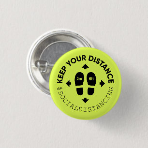 Badge Rond 2,50 Cm Signe de distance sociale