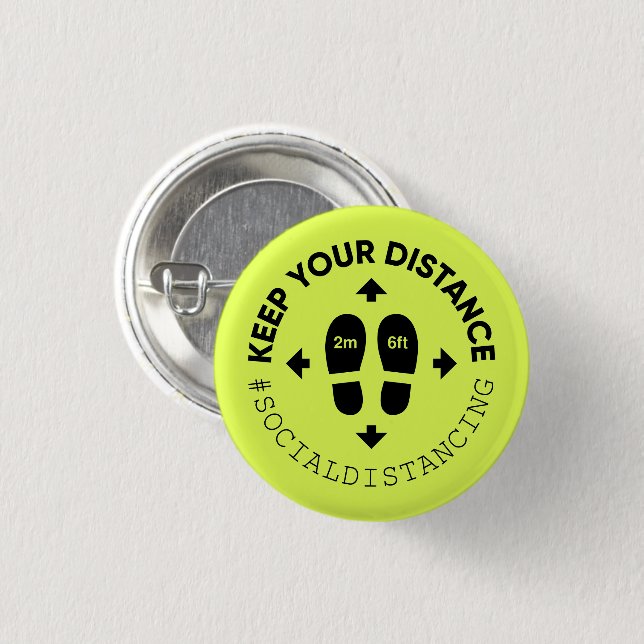 Badge Rond 2,50 Cm Signe de distance sociale (Devant & derrière)
