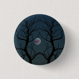 Badge Rond 2,50 Cm Silhouette Arbre Lune