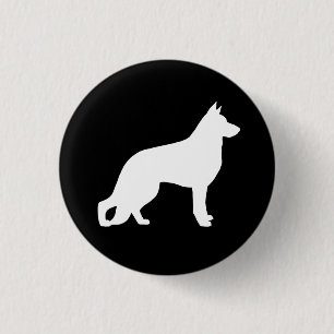 Badge Rond 2,50 Cm Silhouette de Berger Blanc Allemand