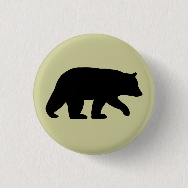 Badge Rond 2,50 Cm Silhouette de l'ours noir | Faune (Devant)