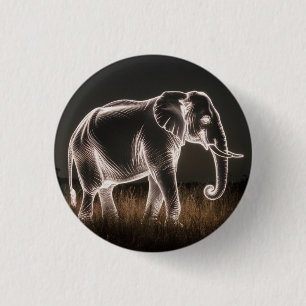 Badge Rond 2,50 Cm Silhouette d'éléphant lumineux