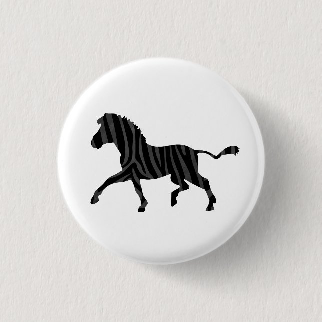 Badge Rond 2,50 Cm Silhouette d'impression noir et gris Zebra (Devant)