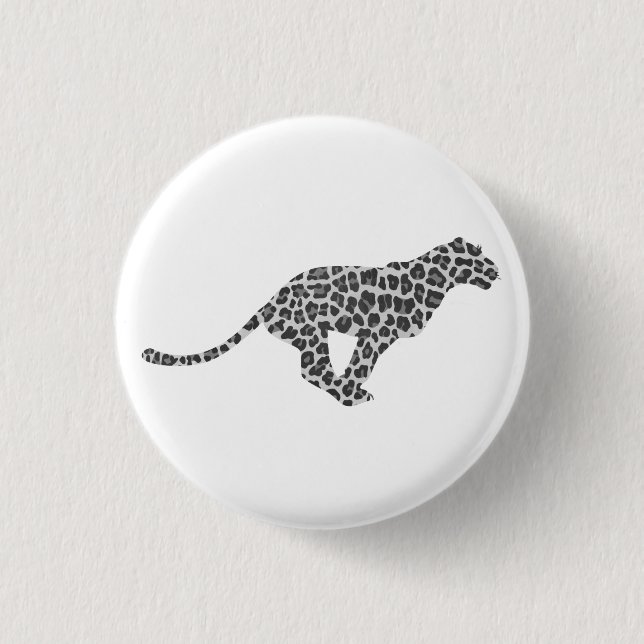 Badge Rond 2,50 Cm Silhouette gris léopard et gris clair (Devant)
