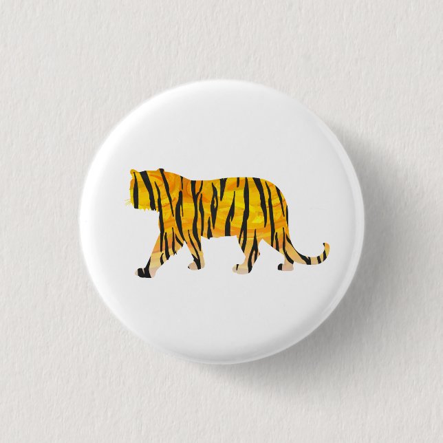 Badge Rond 2,50 Cm Silhouette Tiger noir et orange (Devant)