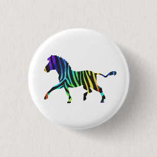 Badge Rond 2,50 Cm Silhouette Zebra noir et arc-en-ciel