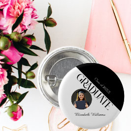 Badge Rond 2,50 Cm Simple Graduation noir et blanc