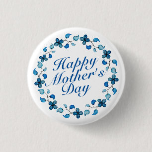Badge Rond 2,50 Cm Simple Joyeux Bouton de couronne fleurie Fête des